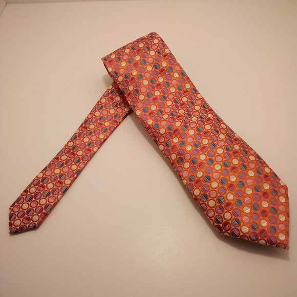 Gianfranco Italy Polka dots w/pocket hanky multi-color micro fiber hand made tie - Picture 1 of 6